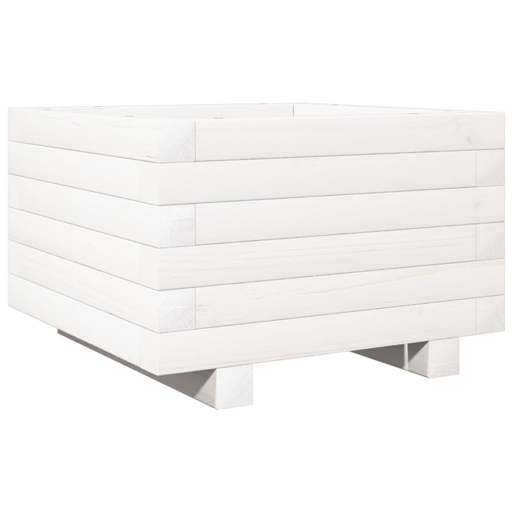 Jardinière d'extérieur blanc 40x40x26,5 cm bois de pin massif
