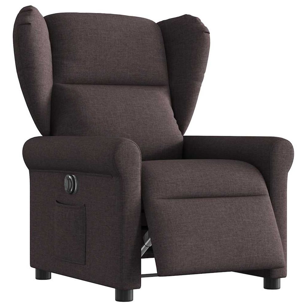 Fauteuil inclinable électrique marron foncé tissu