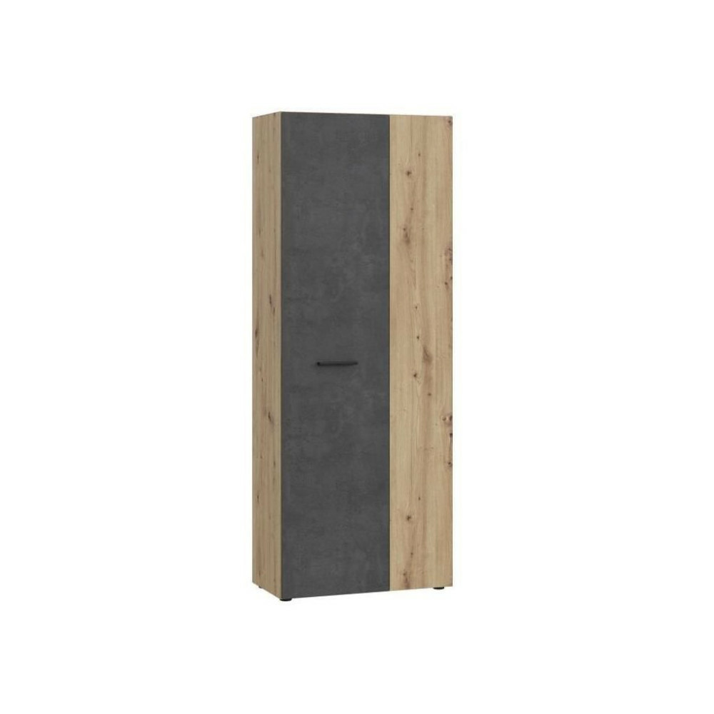 Armoire de rangement - béton gris foncé / chene - 68,7 x 36,5 x 181,1 cm