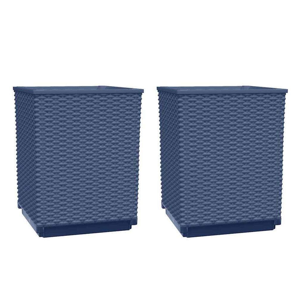 Jardinière d'extérieurs 2 pcs bleu gris 30x30x37 cm polypropylène