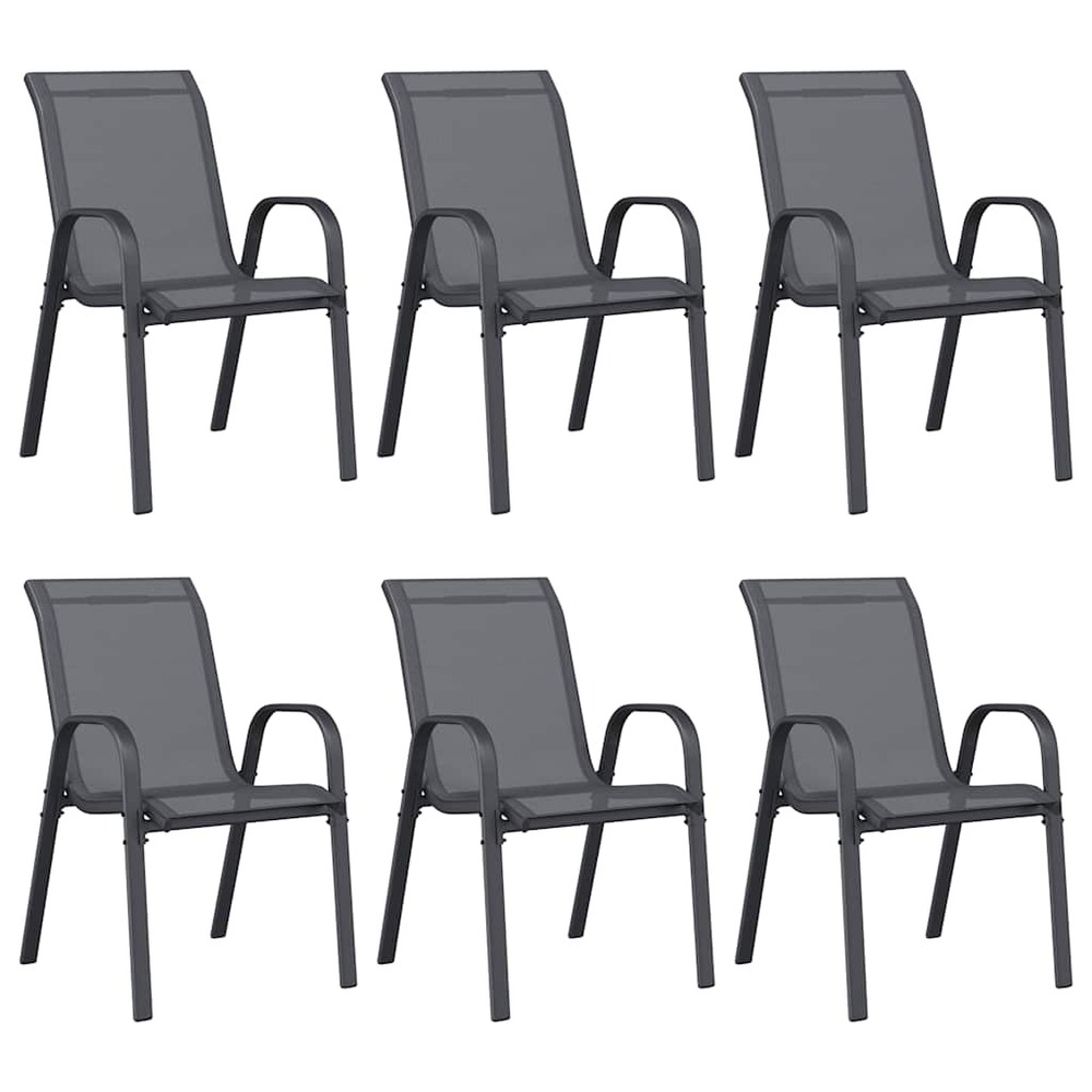 Chaises empilables de jardin lot de 6 gris tissu textilène