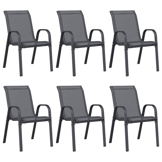 Chaises empilables de jardin lot de 6 gris tissu textilène