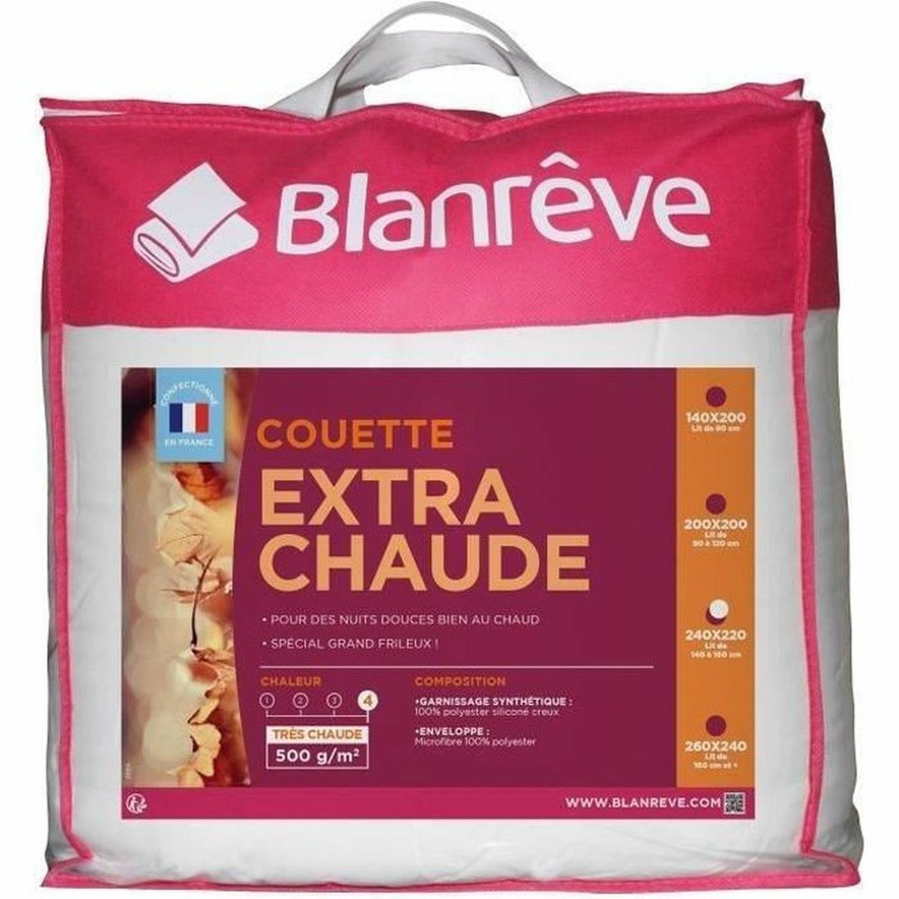 Couette extra chaude en microfibre 220 x 240 cm - blanc