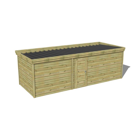 Abri de jardin bois pin traité autoclave 27mm - 7,39x2,64m / 20m2 - bac acier - abri français