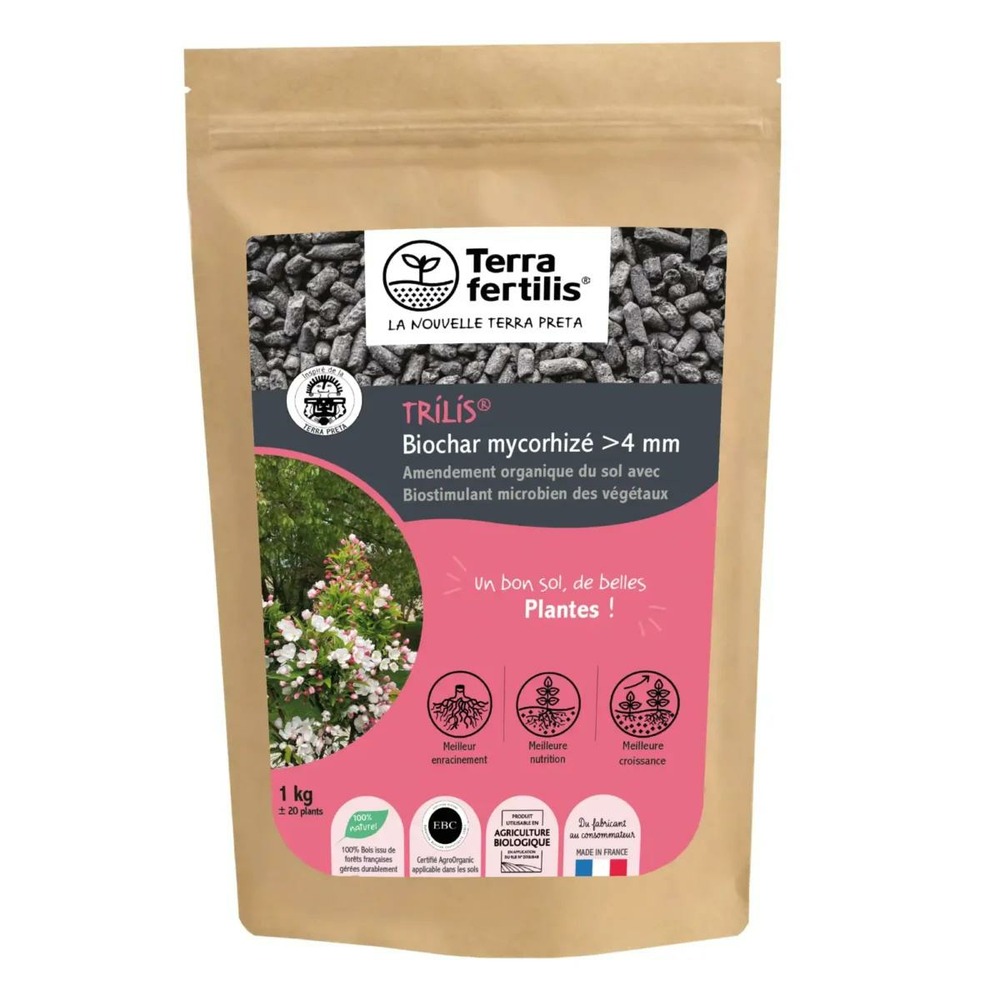 Biochar mycorhizé trilis >4 mm biostimulant - sac de 1kg