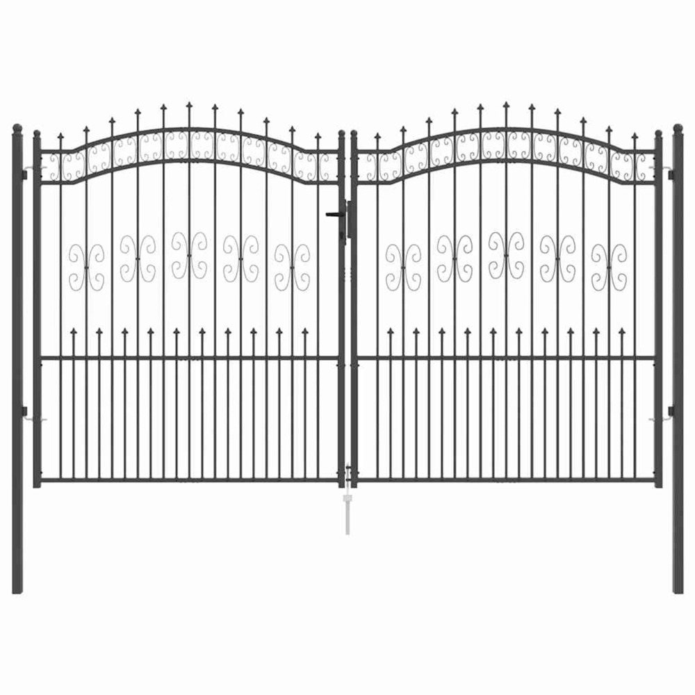 Portail de clôture avec pointe kampen 305 x 175 cm acier gris