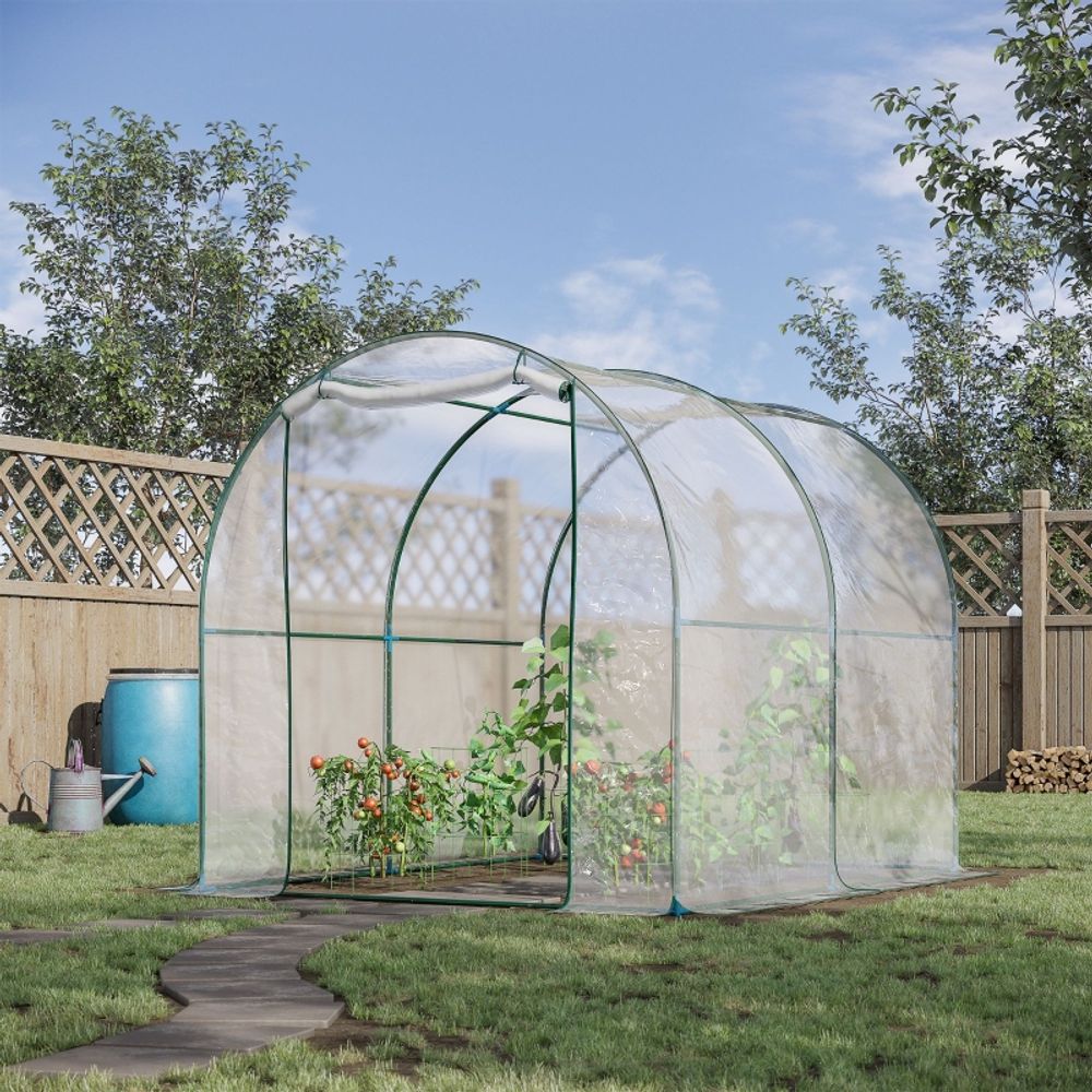 Serre tunnel jardin pvc transparent acier 2 x 2,5 x 2 m pour potager protection hiver - comfortxl outdoor living
