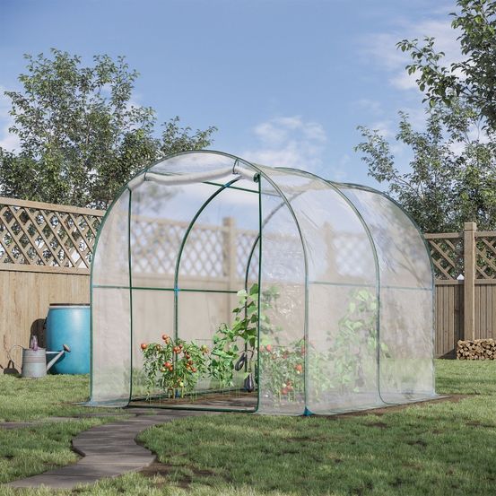 Serre tunnel jardin pvc transparent acier 2 x 2,5 x 2 m pour potager protection hiver - comfortxl outdoor living