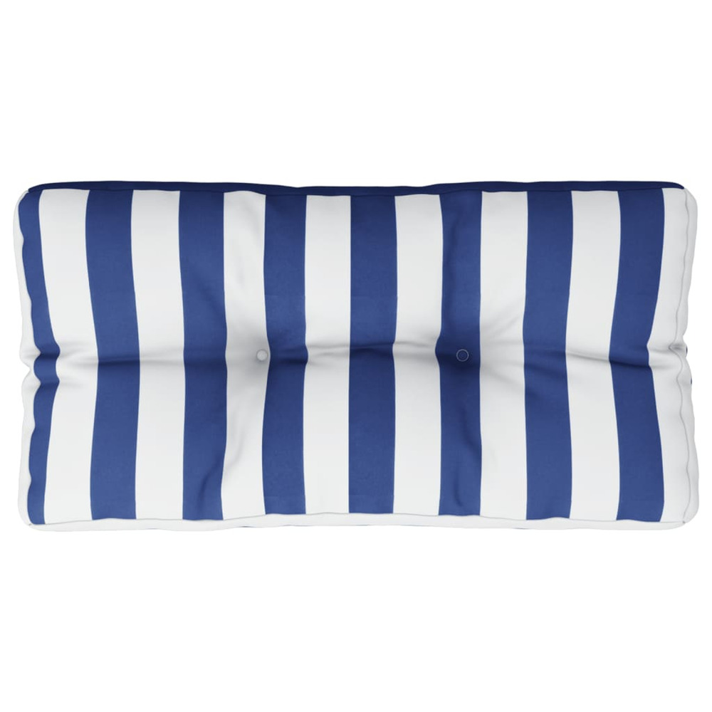 Coussin de palette rayures bleues et blanches 70x40x12 cm tissu