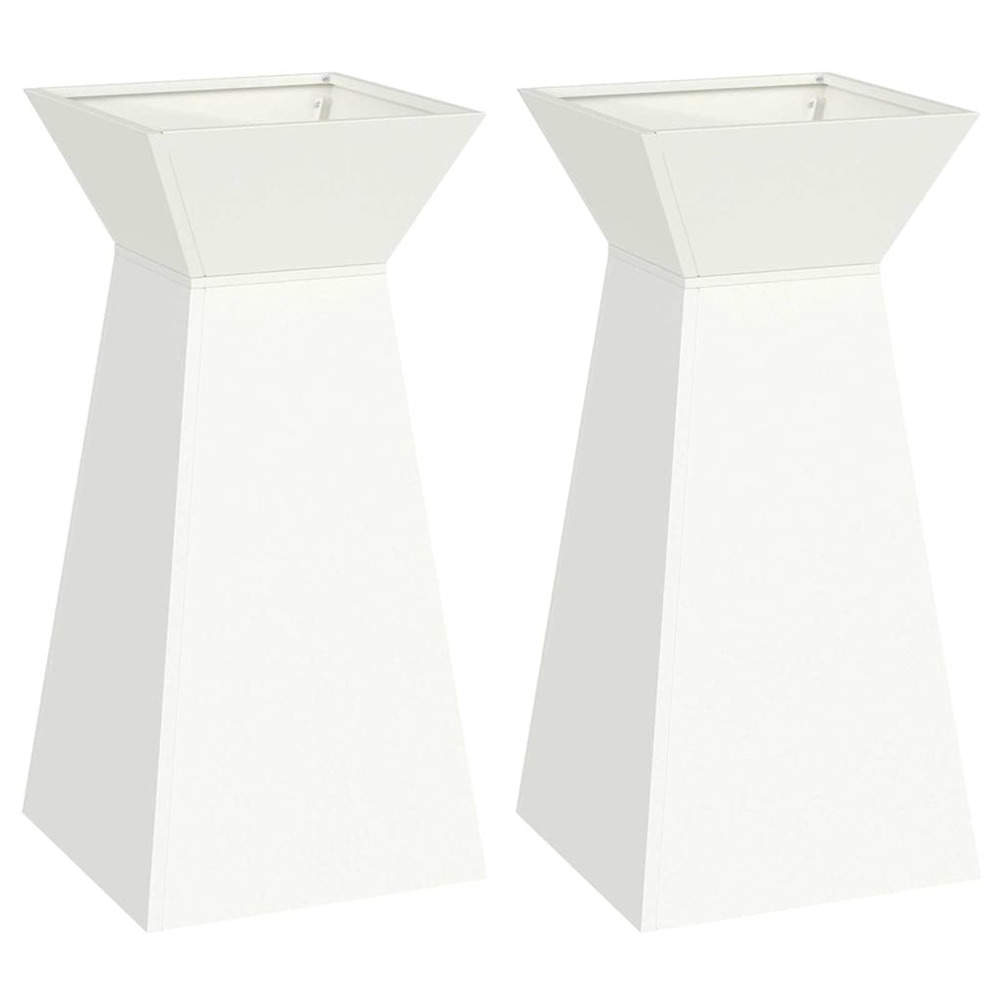 Jardinière d'extérieur à pilier 2 pcs blanc 35 x 35 x 73 cm