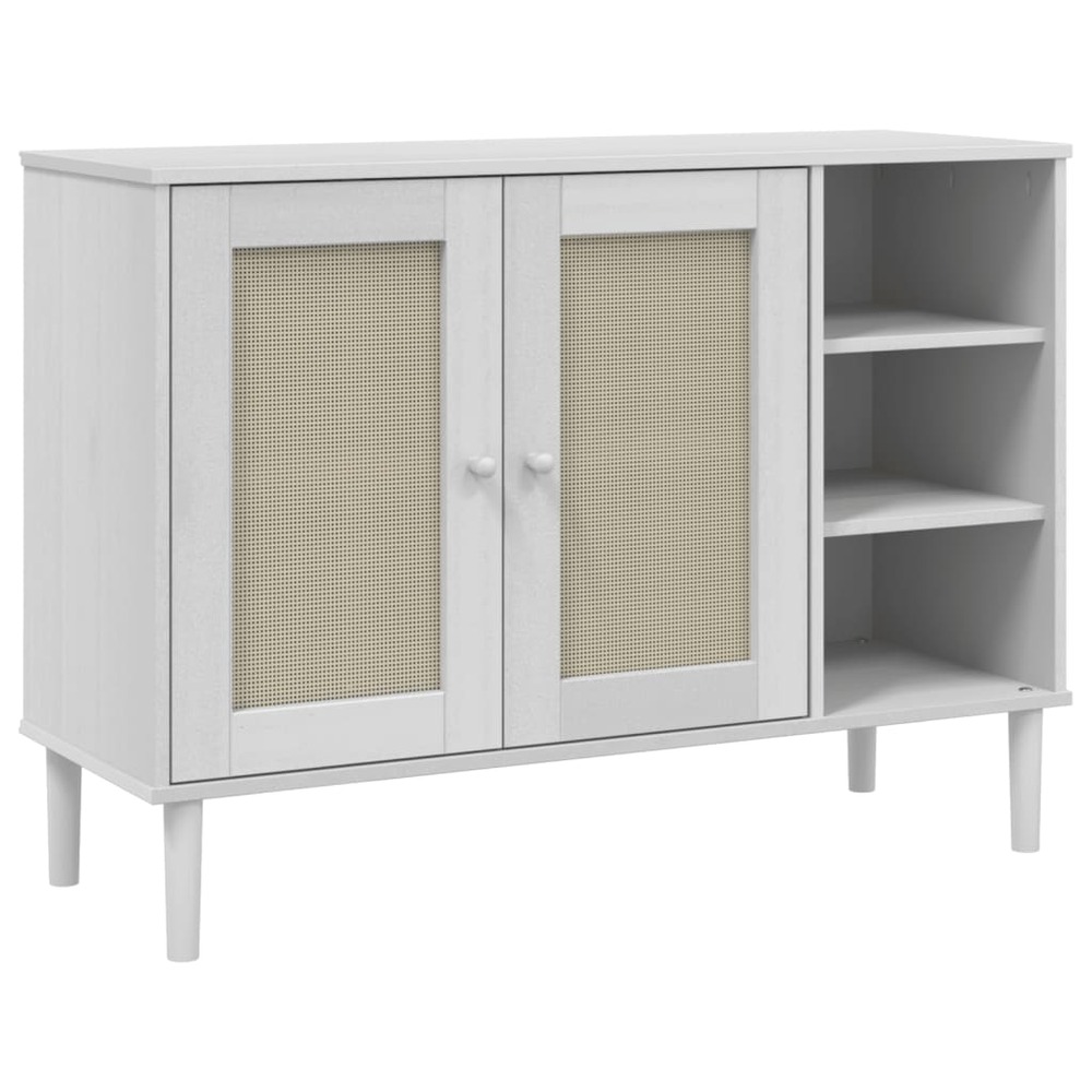 Buffet bahut commode armoire meuble de rangement organisateur cuisine salle de séjour salon aspect rotin 112 x 40 x 80cm bois