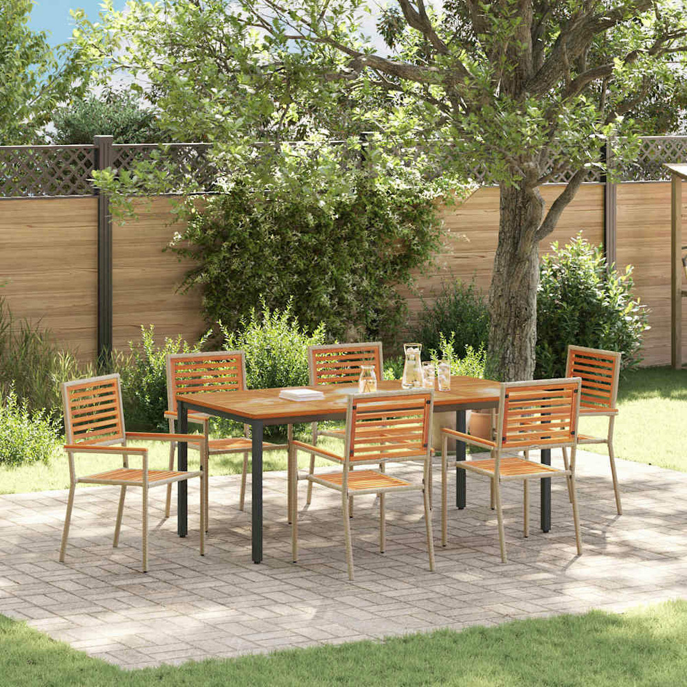 Ensemble de salle à manger pour jardin 7 pcs beige et marron