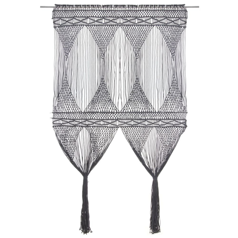 Rideau en macramé anthracite 140x240 cm coton