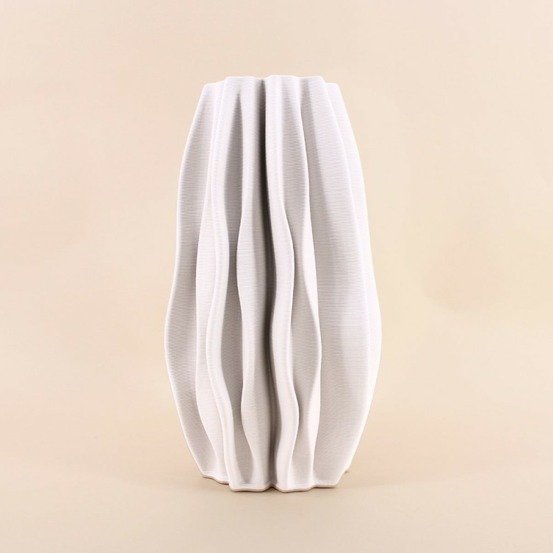 Vase alvéolé en céramique blanche, h37cm