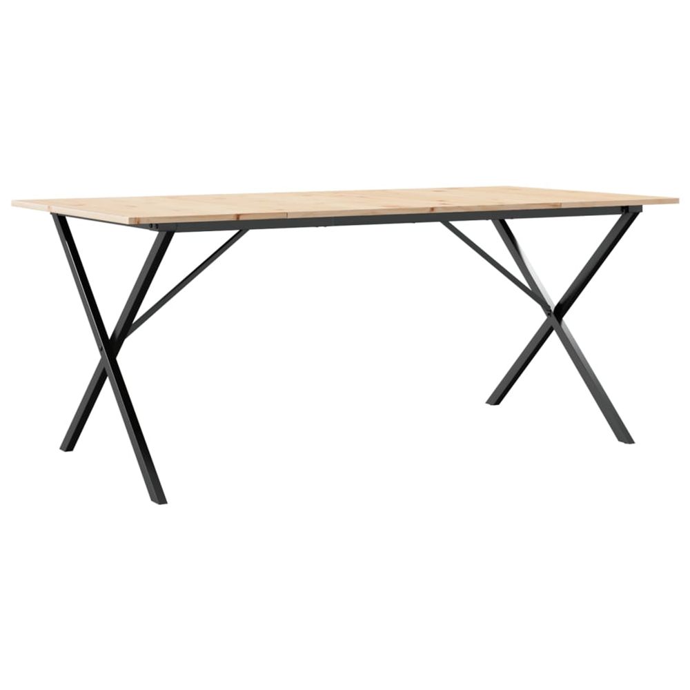 Table à manger cadre en x 180x90x75 cm bois de pin massif acier