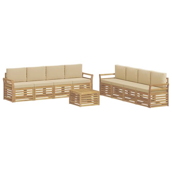 Ensemble de canapés d'extérieur 9 pc blanc et beige polyester