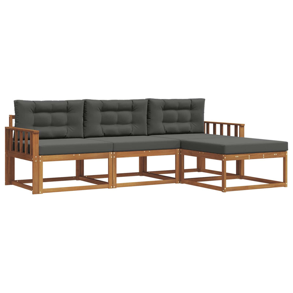 Ensemble de canapés d'extérieur 4 pcs naturel et anthracite