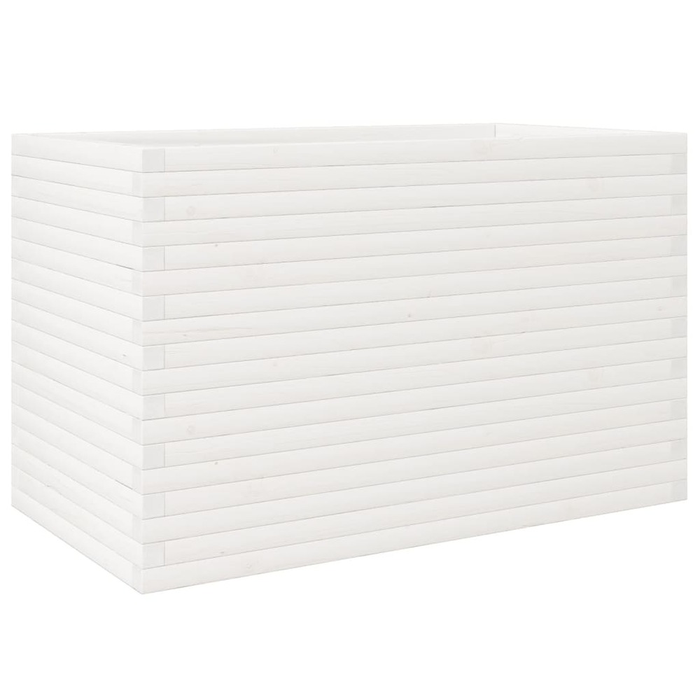 Jardinière blanc 110x60x68,5 cm bois de pin massif