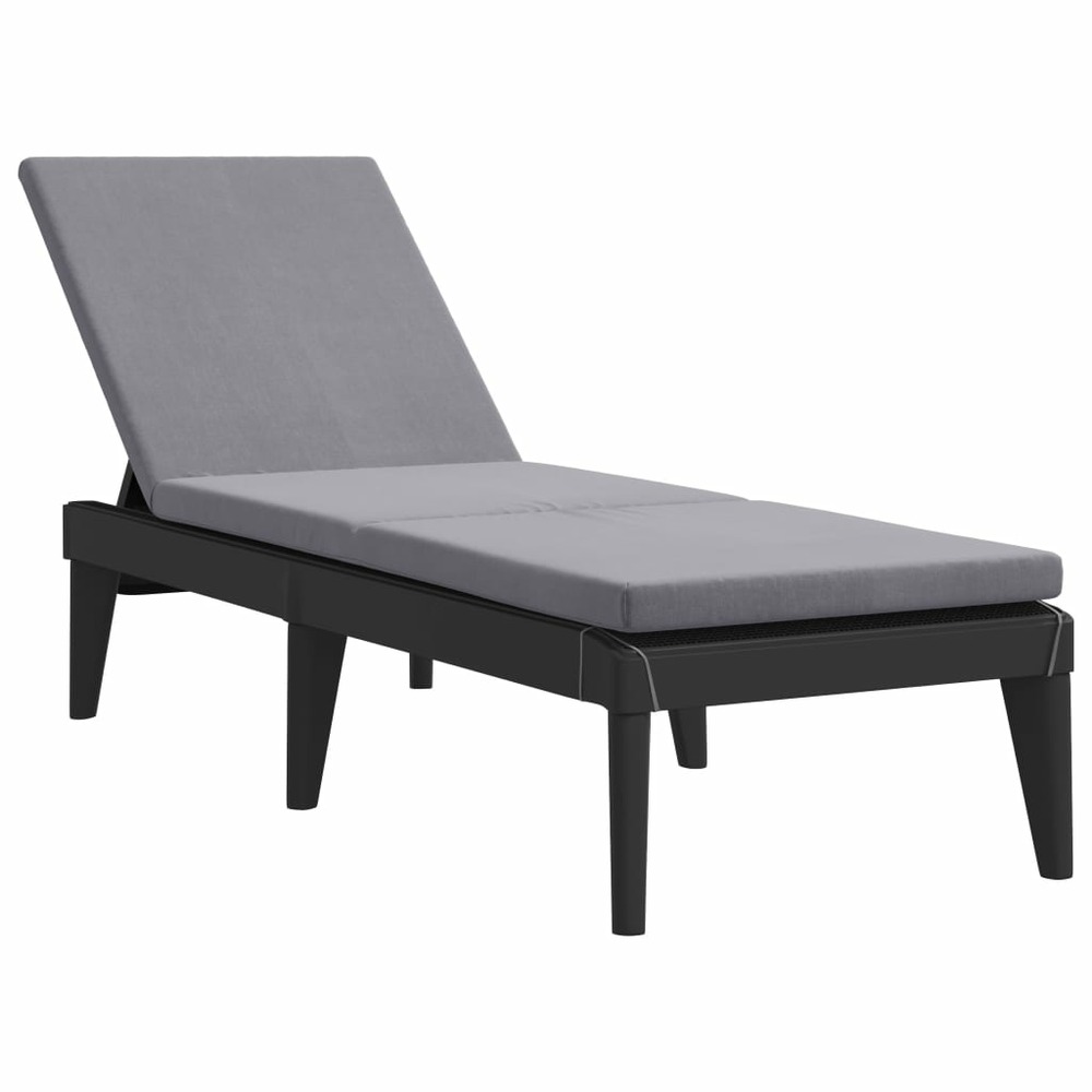 Chaise longue avec coussin anthracite 186x60x29 cm pp