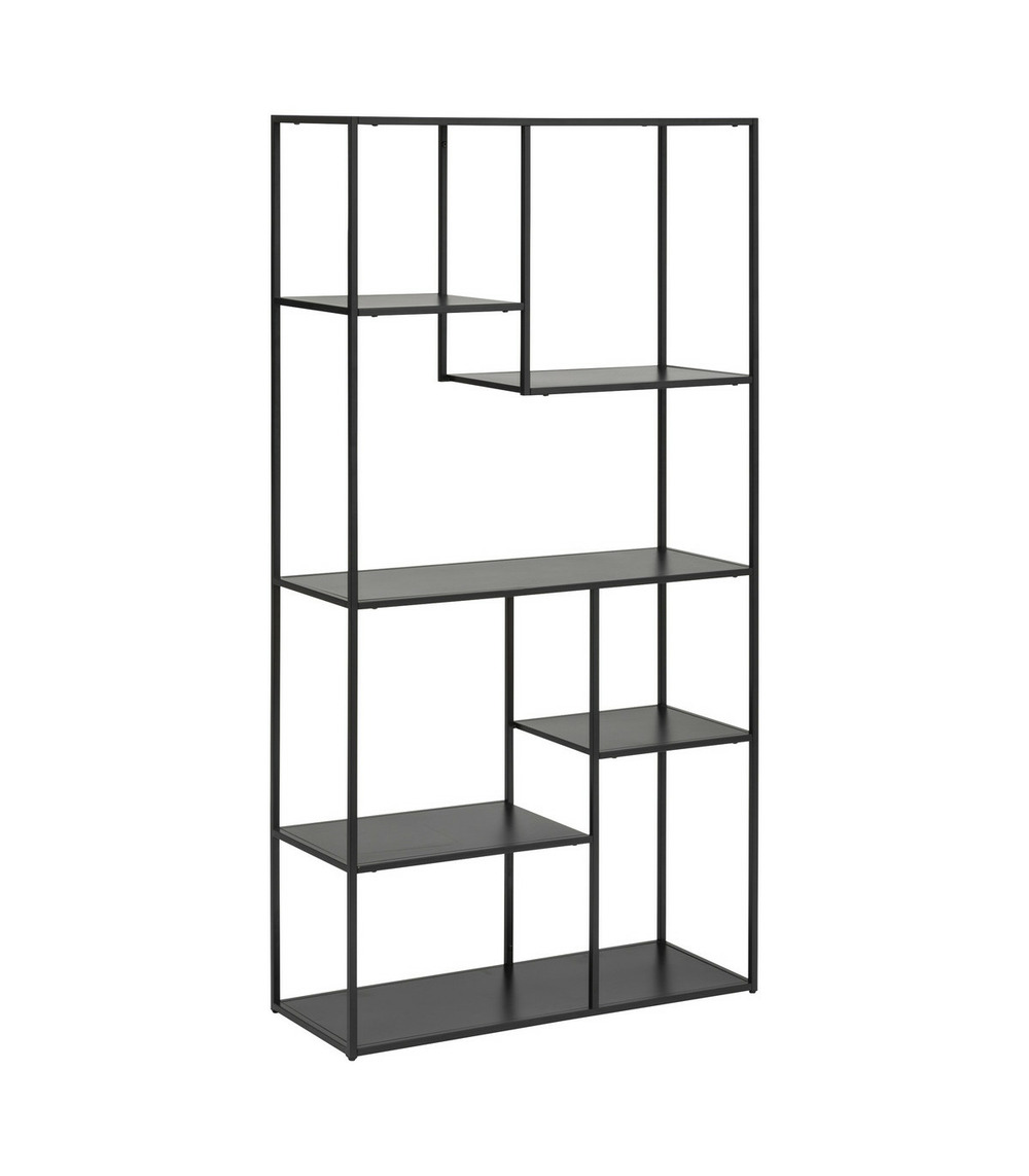 Meuble étagère de rangement en métal noir 90 x 180 cm