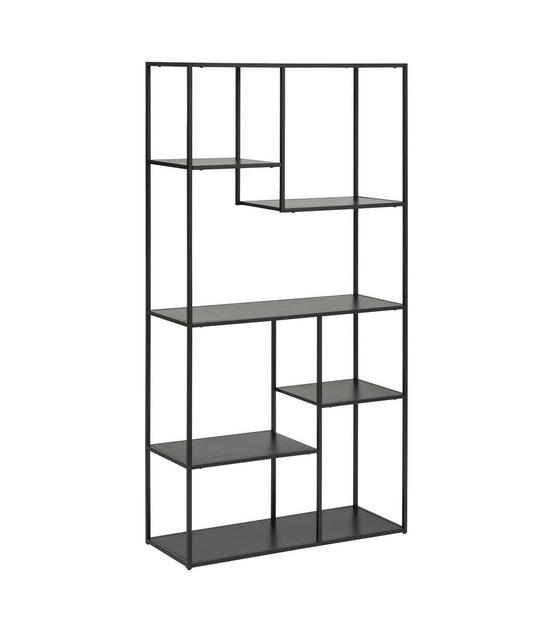 Meuble étagère de rangement en métal noir 90 x 180 cm