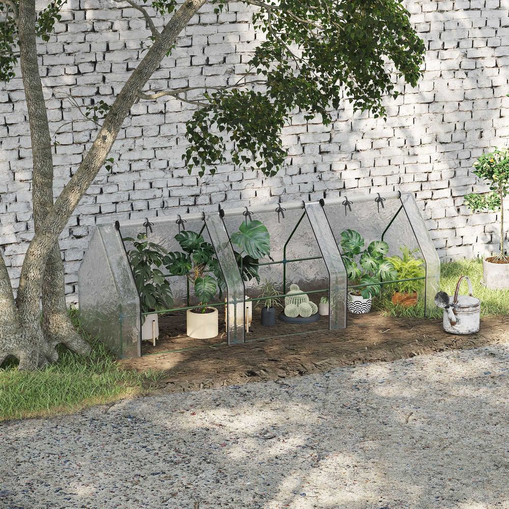 Serre tunnel en pe et acier 270 x 90 x 90 cm blanche balcon jardin 3 portes zippées - comfortxl outdoor living