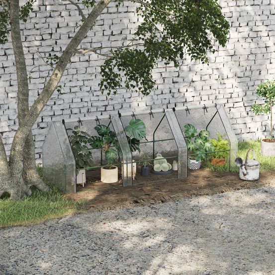 Serre tunnel en pe et acier 270 x 90 x 90 cm blanche balcon jardin 3 portes zippées - comfortxl outdoor living