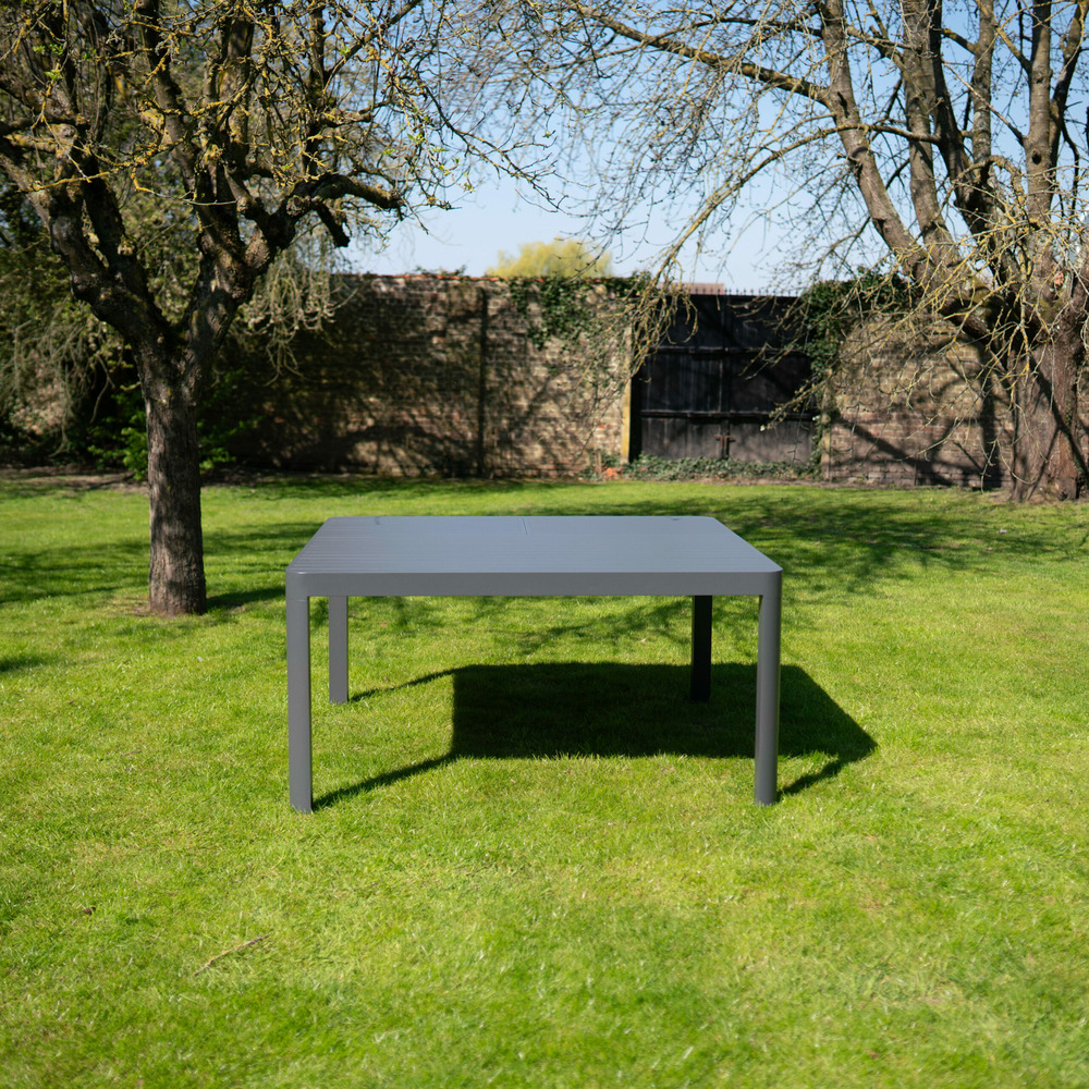 Table de jardin carrée/rectangle 4/8p en full aluminium gris como