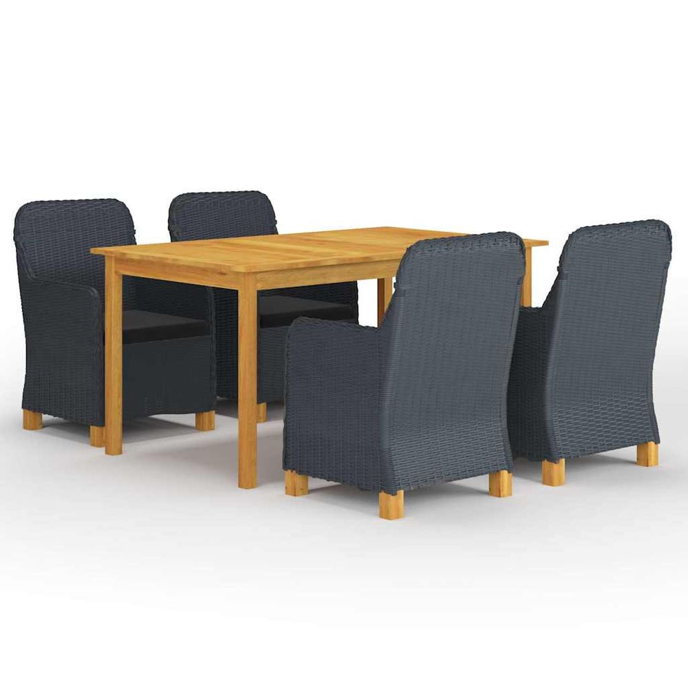 Ensemble à manger de jardin 5 pcs gris foncé