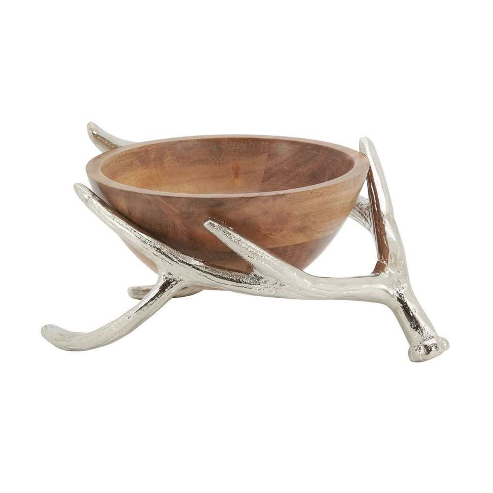 Corbeille en manguier avec bois de cerf en aluminium