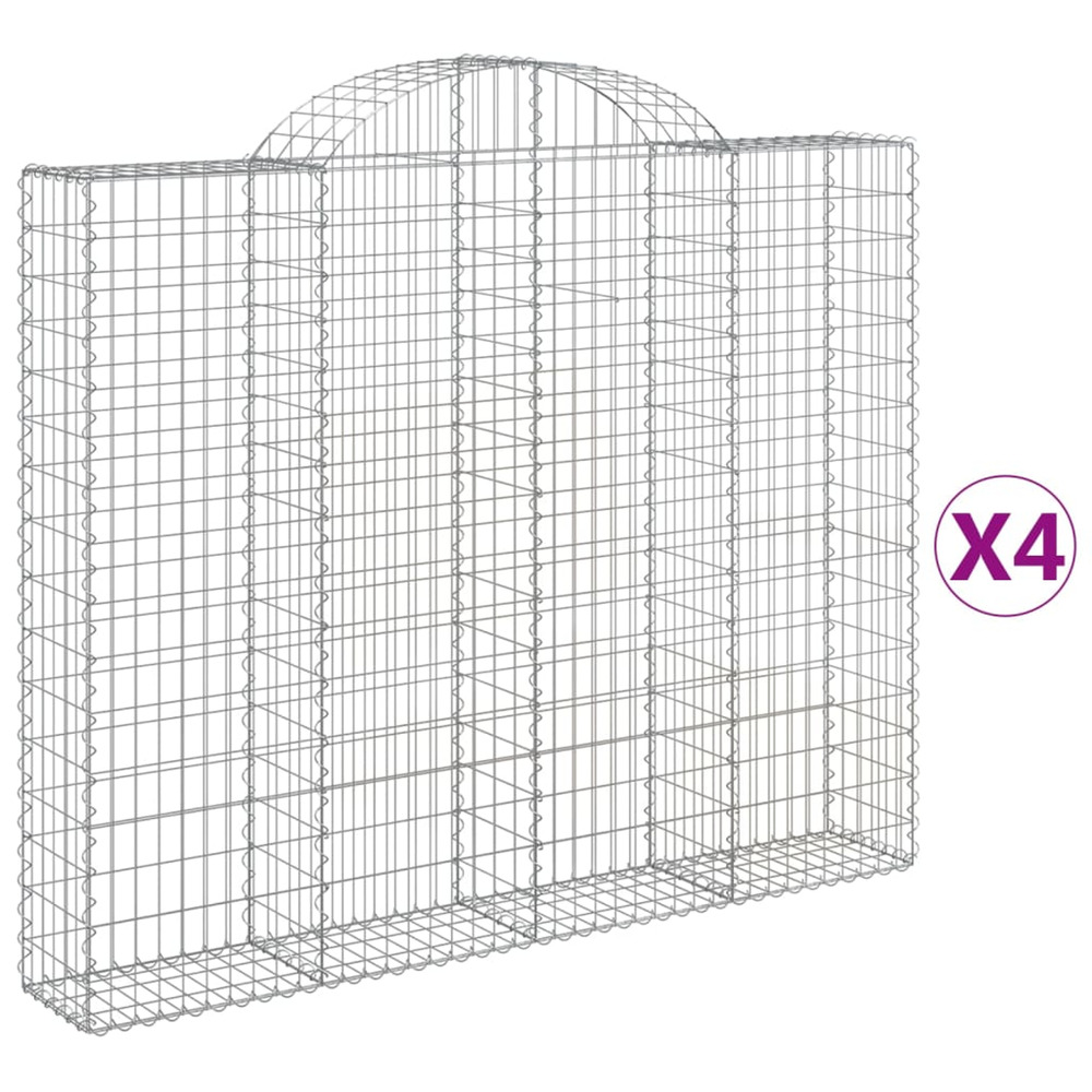 Paniers à gabions arqués 4 pcs 200x30x160/180 cm fer galvanisé