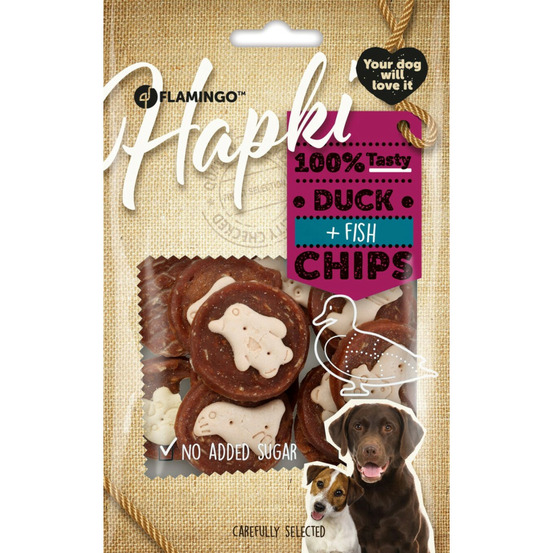 Friandises hapki chips canard et poisson 85 g pour chien
