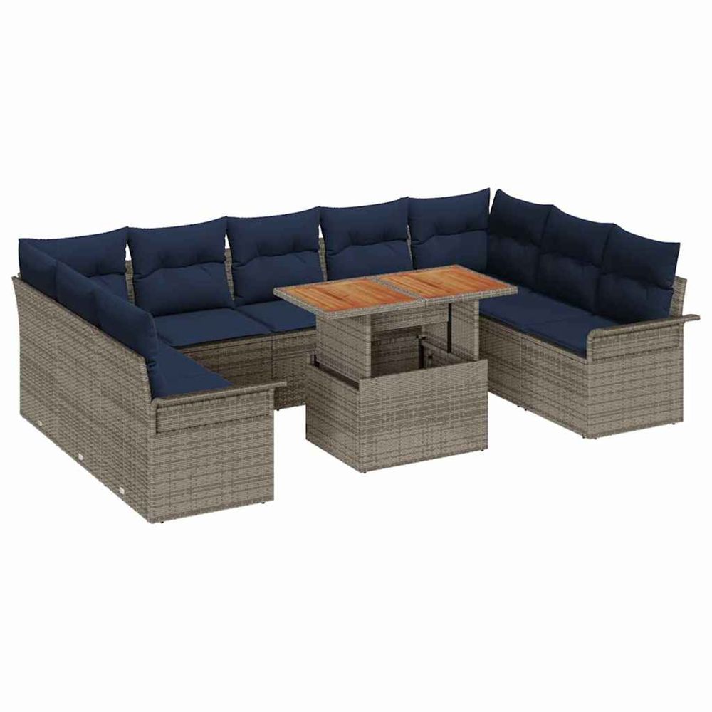 Ensemble de canapé de jardin 10 pc gris poly rotin