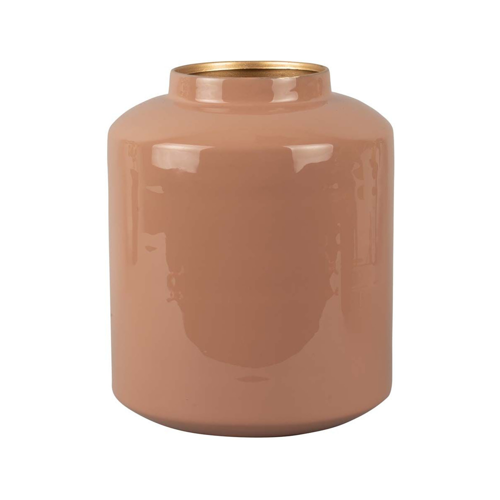 Vase en métal enamel 19 x 23 cm rose pâle