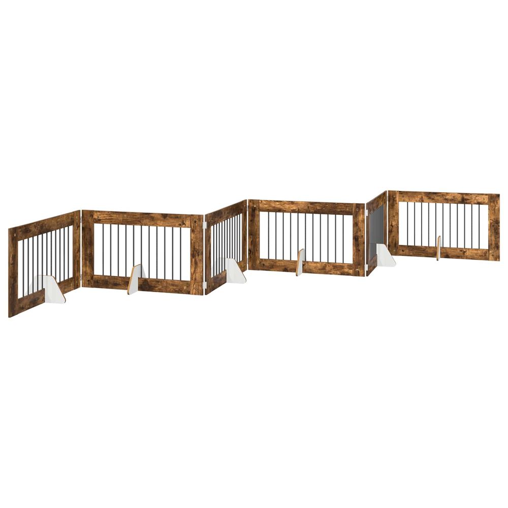 Porte de chien pliable avec supports 6 pc chêne fumé 602 cm
