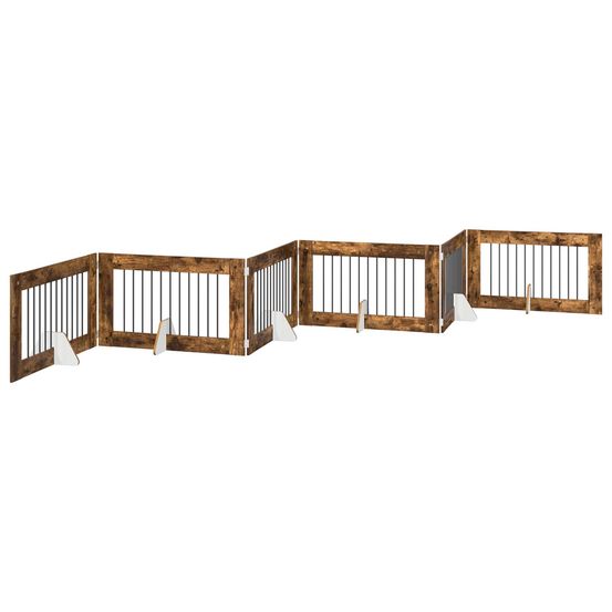 Porte de chien pliable avec supports 6 pc chêne fumé 602 cm