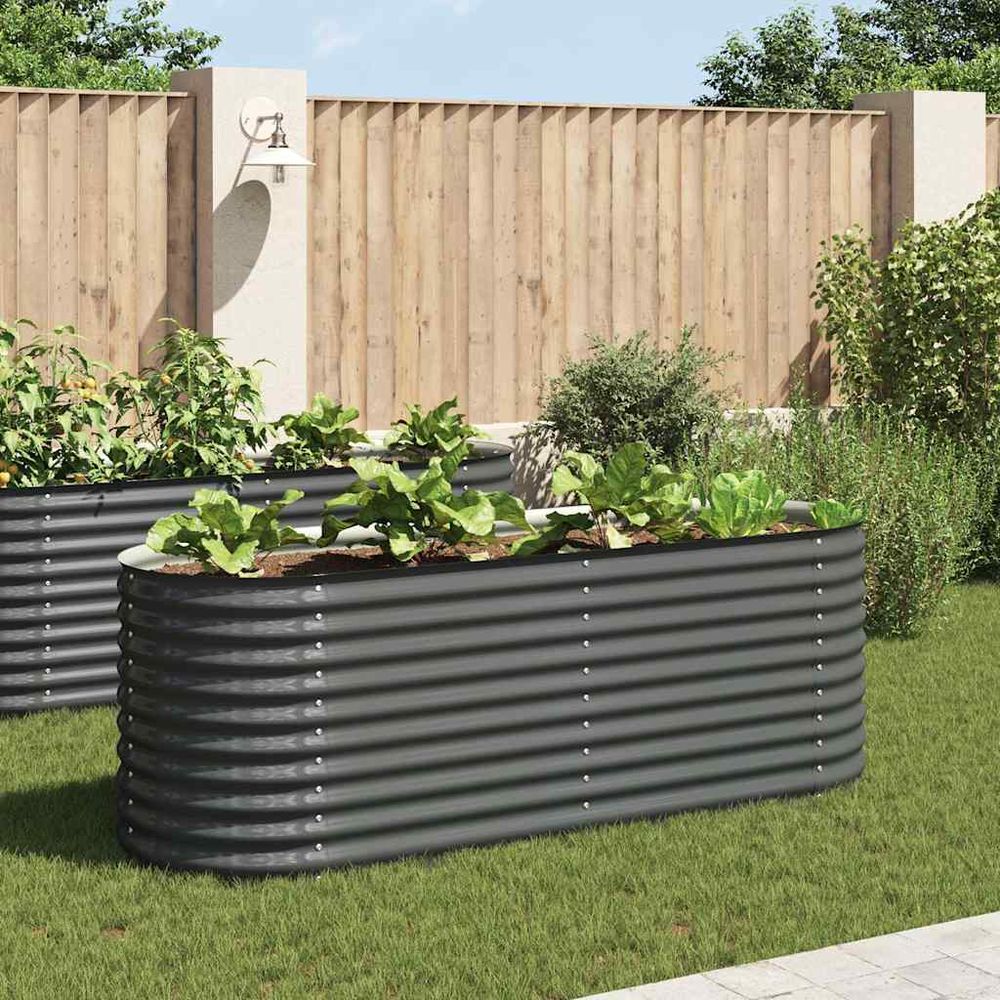 Carré potager surélevé 240x80x81 cm acier galvanisé potager gris