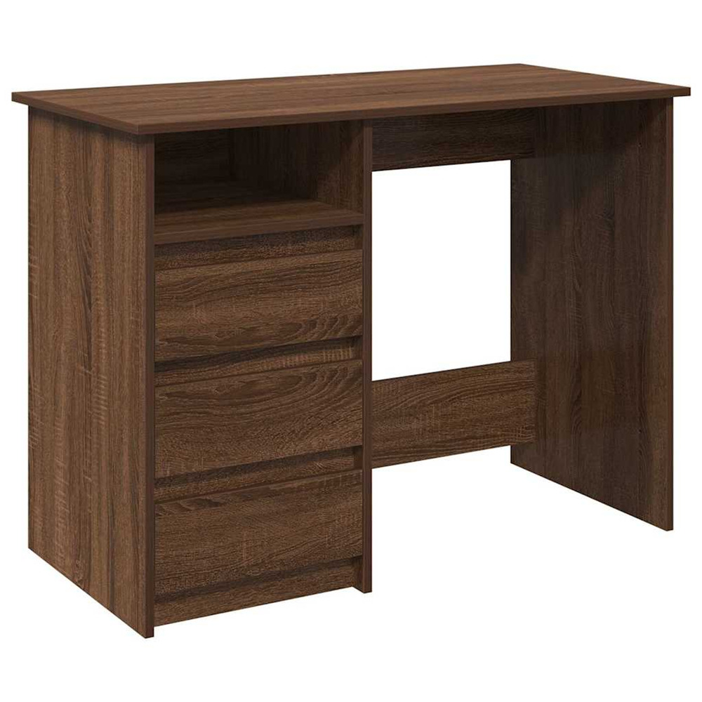 Bureau chêne marron 102x50x75 cm bois d'ingénierie