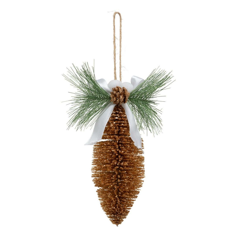 Cône à paillette piquant à suspendre 14cm champagne