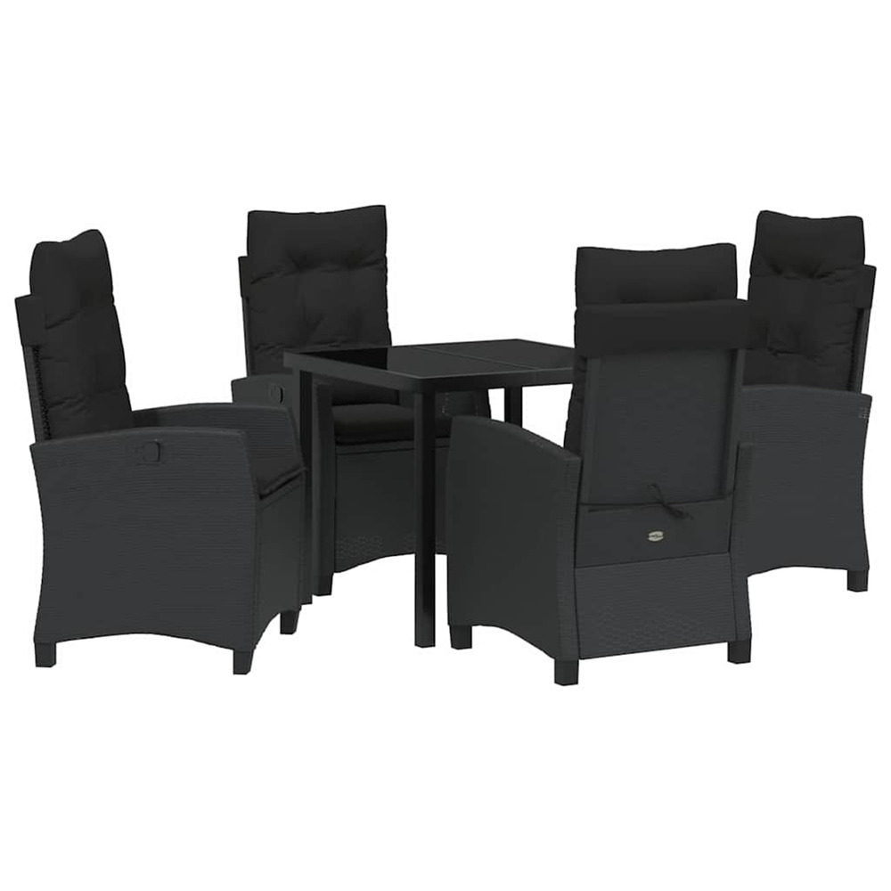 Ensemble de salle à manger pour jardin 5 pcs noir polyrotin