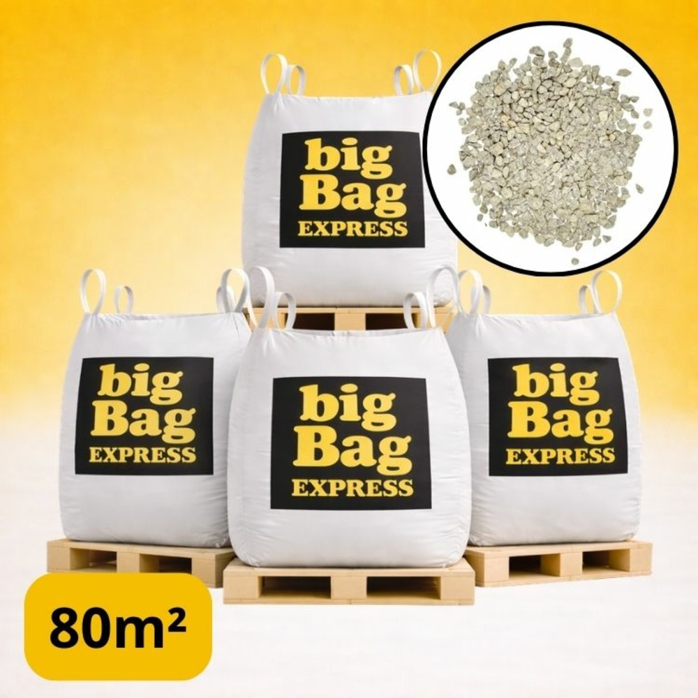 Pack 4 x big bag de +/- 1,5t ≃ 80m² gravillon “grain de riz” beige ø 2/6 mm - livraison premium