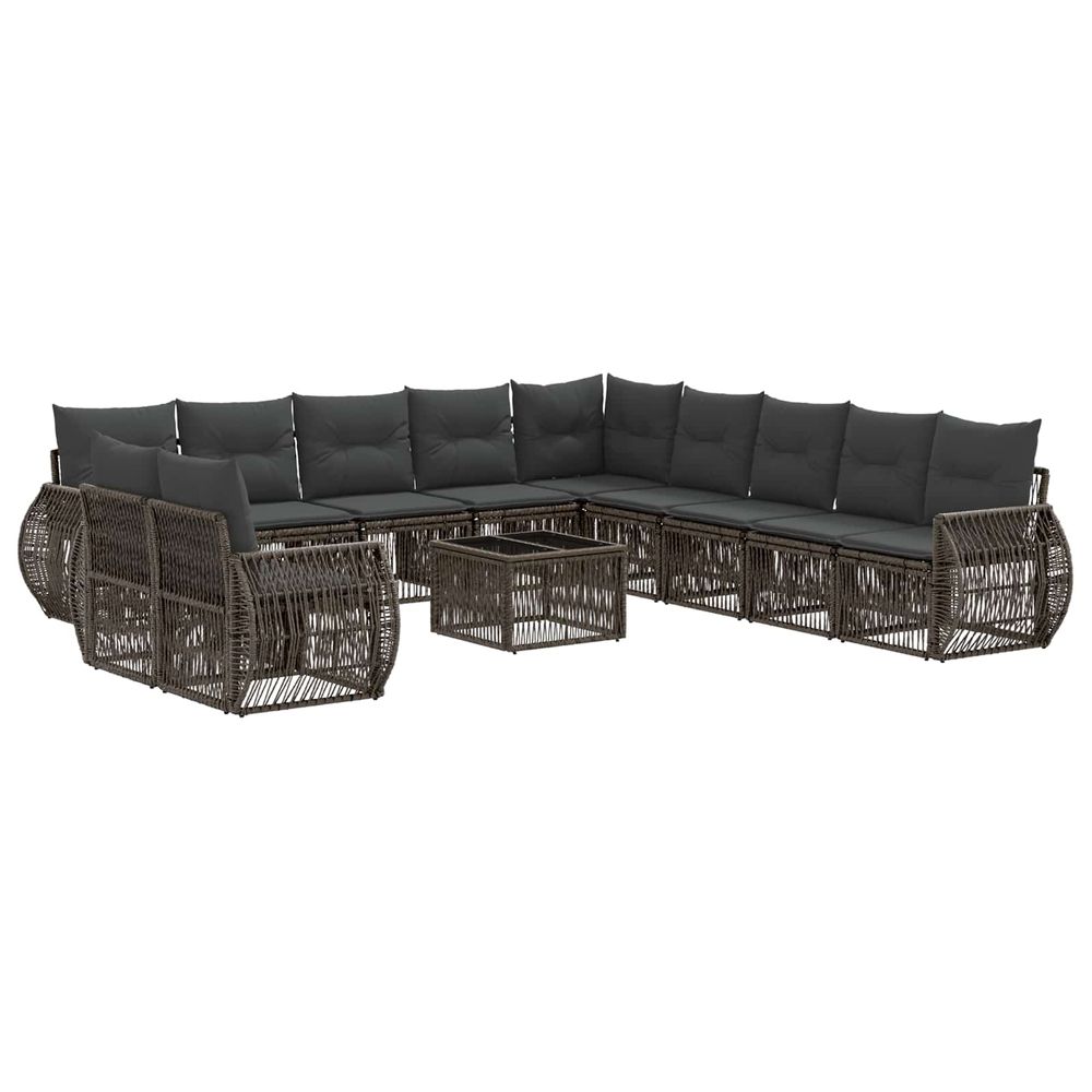 Ensemble de canapé de jardin 12 pc gris et gris foncé polyrotin