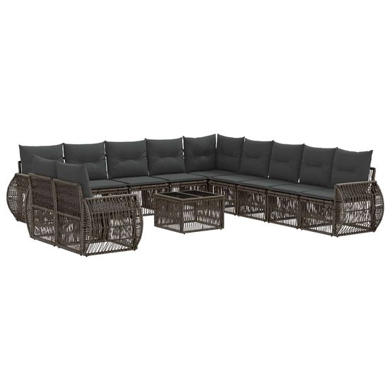 Ensemble de canapé de jardin 12 pc gris et gris foncé polyrotin