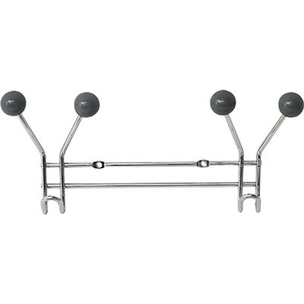 Patere metal 2 crochets a fixer decoration resine grise - chrome/gris