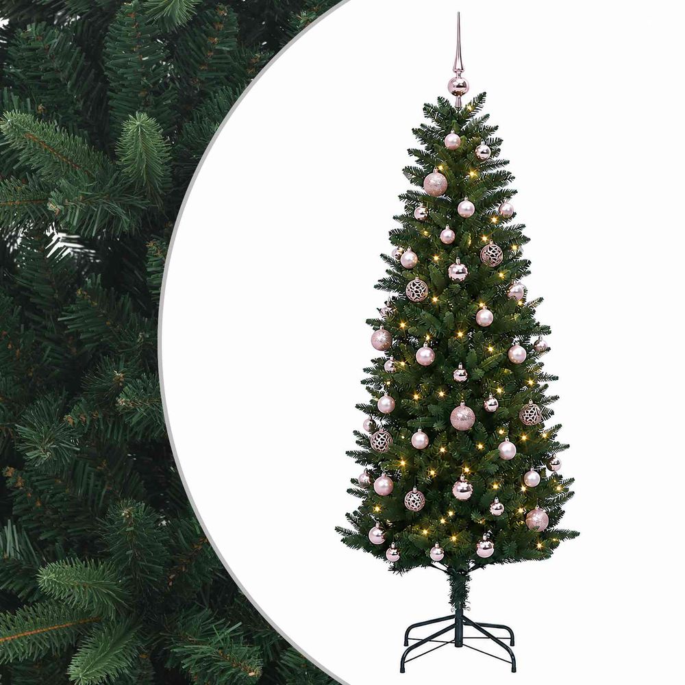 Arbre de noël artificiel avec boule 150 cm 150 led blanc chaud