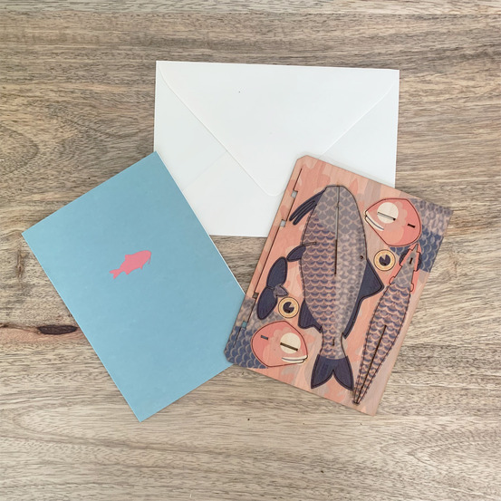 Carte en bois à assembler - poisson