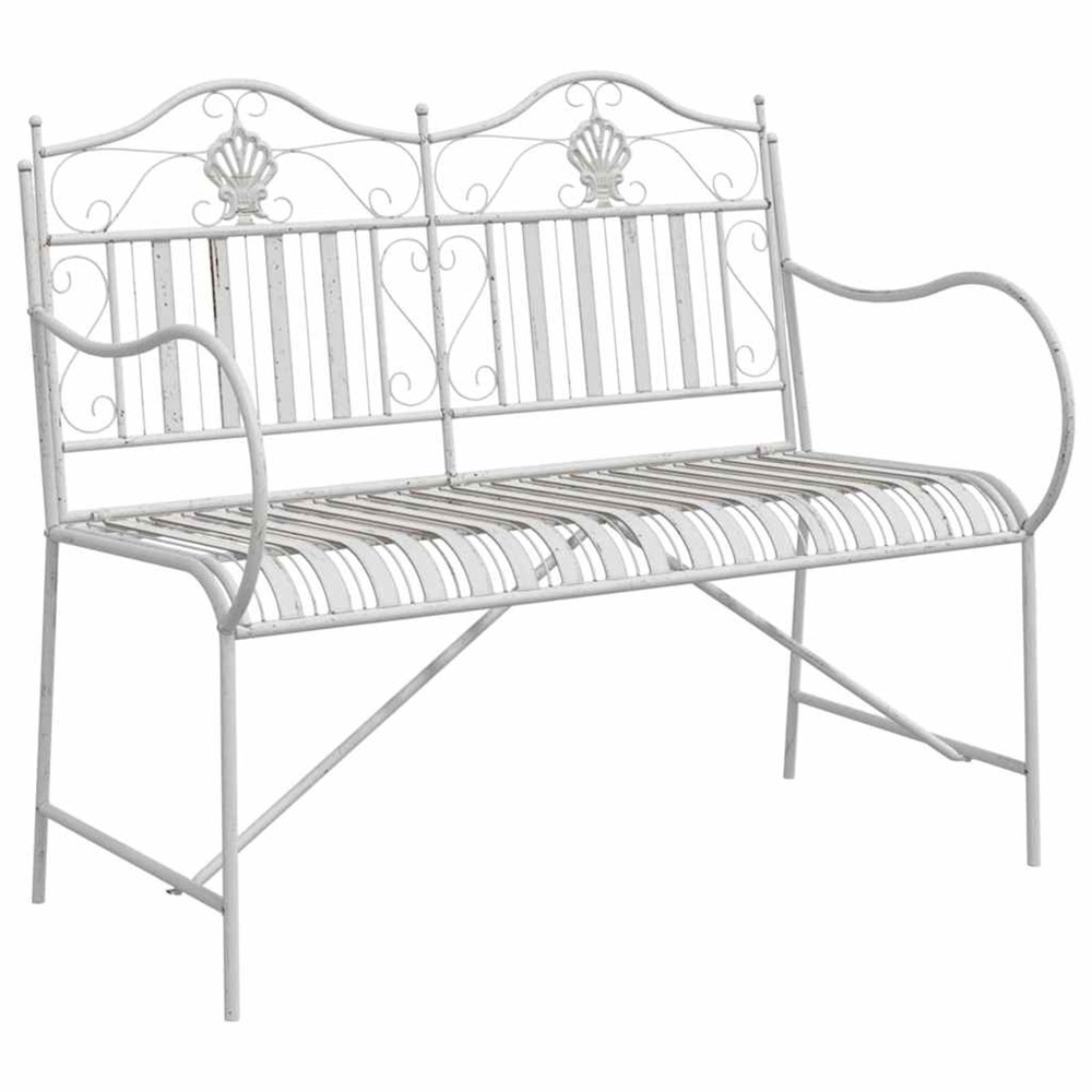 Banc de jardin blanc 104 x 54 x 93cm acier
