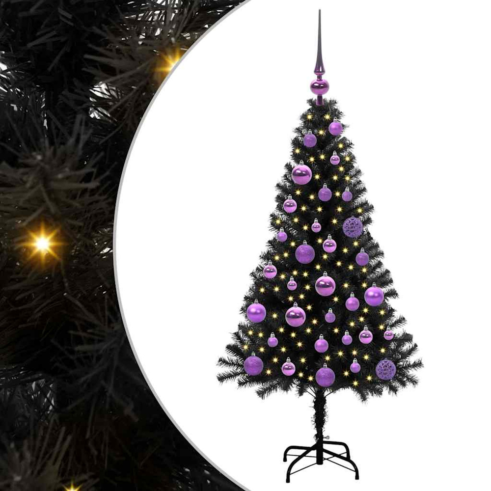 Sapin de noël avec 150 led avec support noir 120 cm pvc