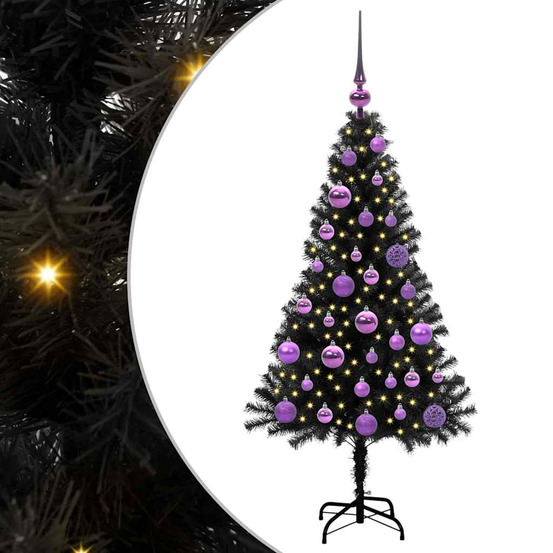 Sapin de noël avec 150 led avec support noir 120 cm pvc