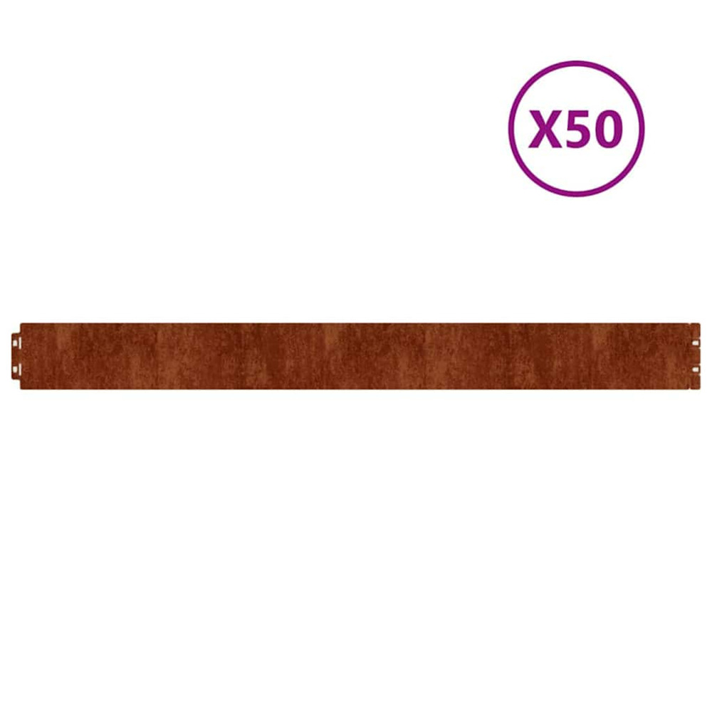 Bordures de pelouse 50 pcs 10x103 cm acier corten flexible